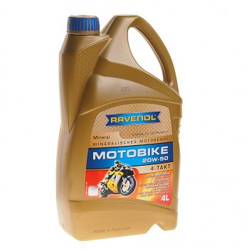 5 999 р. Масло моторное для 4-х тактных двигателей Motobike 4T 20W50 мин.4л RAVENOL (1173122-004). Увеличить фотографию 1