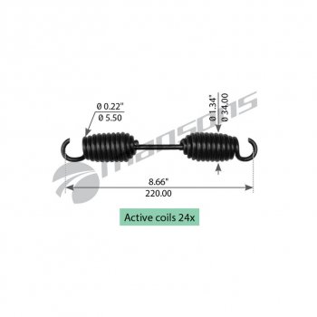 170 р. Пружина ROR полуприцепа колодок стяжная (220х34х5.2) MANSONS (spr0040). Увеличить фотографию 1