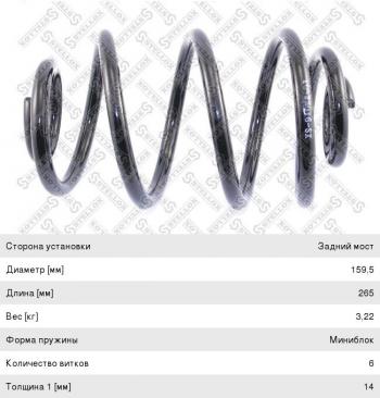 1 799 р. Пружина задней подвески STELLOX Opel Astra F седан рестайлинг (1994-1998). Увеличить фотографию 1