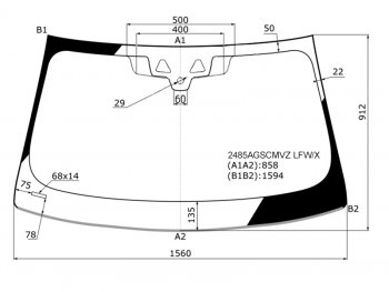 7 899 р. Стекло лобовое (Две камеры Датчик дождя Молдинг 4D SED5D WGN) BMW 5-Series 16-  M5 17-20 (2485AGSCMVZ LFW/X). Увеличить фотографию 1