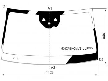 11 249 р. Стекло лобовое (Две камеры Датчик дождя Молдинг) Mercedes-Benz EQC 18-  GLC Coupe 16-23 (5397AGNCMVZ1L LFW/X). Увеличить фотографию 1