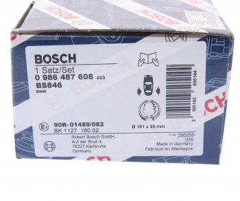 2 099 р. Колодки тормозные BMW 1,3 (E81,E82,E88) задние барабанные (4шт.) BOSCH BOSCH 0986487608 (0986487608). Увеличить фотографию 4