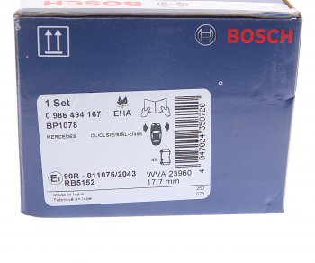 3 199 р. Колодки тормозные MERCEDES E (W211),S (W221),CL (C216) передние (4шт.) BOSCH BOSCH 0986494167 (0986494167). Увеличить фотографию 4