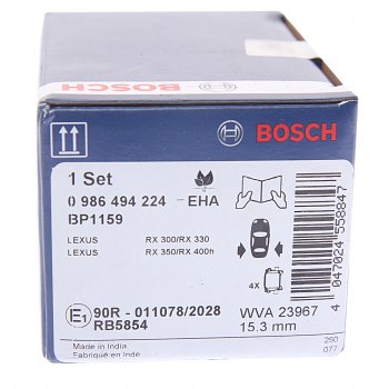 1 399 р. Колодки тормозные LEXUS RX300 (03-) задние (4шт.) BOSCH BOSCH 0986494224 (0986494224). Увеличить фотографию 4