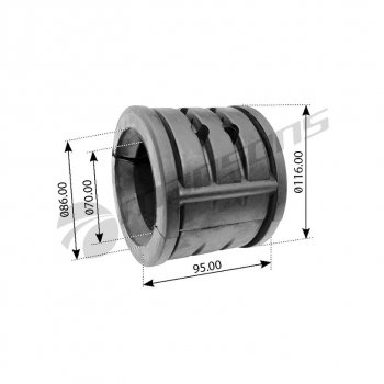 1 299 р. Втулка стабилизатора VOLVO FH12,16 заднего (74х120х95мм) MANSONS (900.091). Увеличить фотографию 1