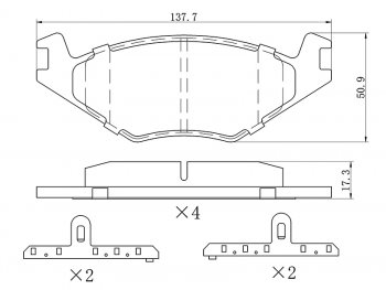 1 149 р. Колодки тормозные перед FL-FR SAT  Volkswagen Jetta  А2 - Polo  3. Увеличить фотографию 1