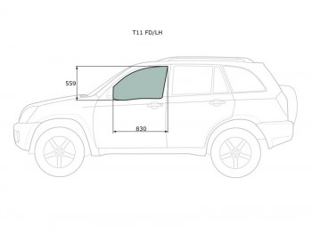 2 299 р. Стекло боковое опускное (Спереди Слева Цвет зеленый) Chery Tiggo T11 05-16  Vortex Tingo 10-14 (T11 FD/LH). Увеличить фотографию 1