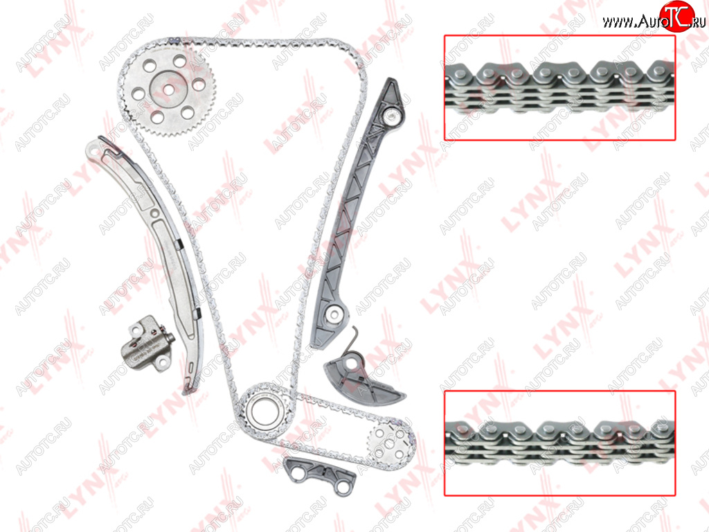 15 999 р. Комплект цепи ГРМ MAZDA 6 (02-07) (2.3) (2 цепи+башмак натяж+2 успокоит+2 натяж+3 звезды) LYNX (tk0061)