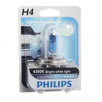 889 р. Лампа 12V H4 60/55W P43t-38 4300K блистер (1шт.) Crystal Vision PHILIPS PHILIPS 12342cvb1 (12342cvb1). Увеличить фотографию 1