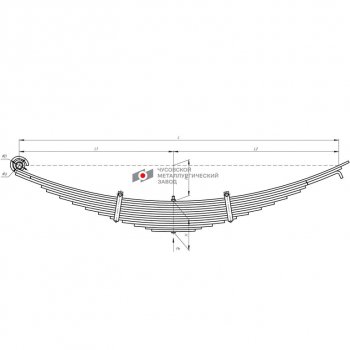36 949 р. Рессора МАЗ-55165 передняя (14 листов) с витым ушком L=1900мм ЧМЗ (55165-2902012). Увеличить фотографию 2