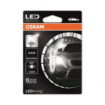 649 р. Лампа светодиодная 12V C5W SV8.5-8 41мм 6000K блистер (1шт.) Ledriving Cool White OSRAM (6499cw-01b). Увеличить фотографию 1