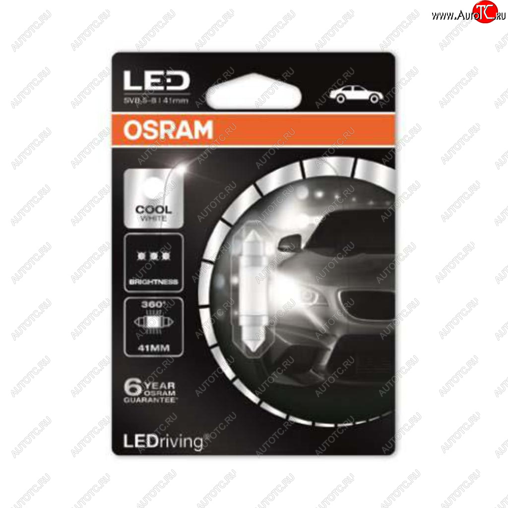 649 р. Лампа светодиодная 12V C5W SV8.5-8 41мм 6000K блистер (1шт.) Ledriving Cool White OSRAM (6499cw-01b)