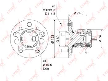 7 749 р. Ступица TOYOTA Camry (01-) задняя левая с подшипником LYNX (wh1216). Увеличить фотографию 4