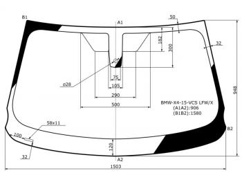 6 699 р. Стекло лобовое (Датчик дождя) BMW X4 14-18 (BMW-X4-15-VCS LFW/X). Увеличить фотографию 1