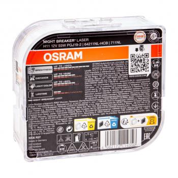 3 399 р. Лампа 12V H11 55W PGJ19-2 +150% 3750K бокс (2шт.) Night Breaker Laser OSRAM (64211nl-hcb). Увеличить фотографию 2