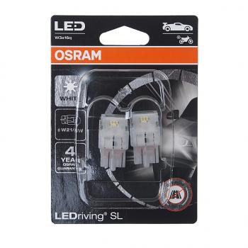 1 659 р. Лампа светодиодная 12V W21W W3x16d 6000K блистер (2шт.) LEDriving SL OSRAM (7505dwp-02b). Увеличить фотографию 1