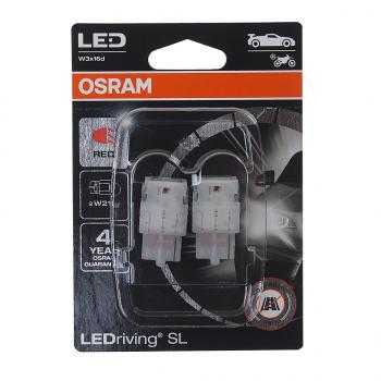 1 479 р. Лампа светодиодная 12V W21W W3x16d блистер (2шт.) LEDriving SL Red OSRAM (7505drp-02b). Увеличить фотографию 1