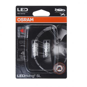 1 079 р. Лампа светодиодная 12V W5W T10 W2.1x9.5d блистер (2шт.) LEDriving SL Red OSRAM (2825drp-02b). Увеличить фотографию 1