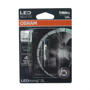 489 р. Лампа светодиодная 12V C5W SV8.5-8 31мм блистер (1шт.) LEDriving SL OSRAM (6438dwp-01b). Увеличить фотографию 1