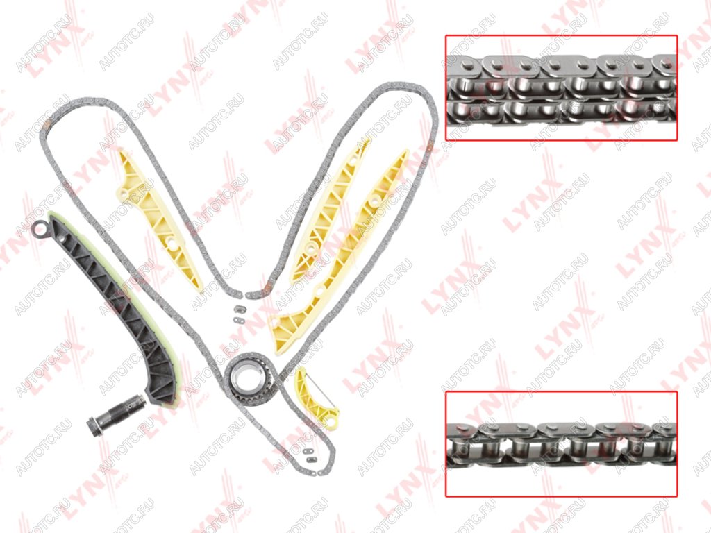 19 999 р. Комплект цепи ГРМ MERCEDES C (W203) (2 цепи+башмак натяж+3 успокоит+2 натяж+1 звезда) LYNX (tk0123)