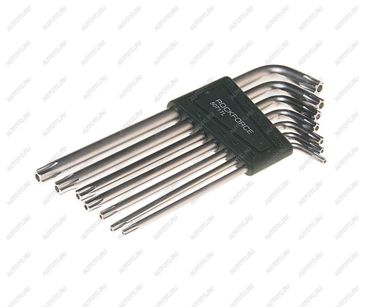 419 р. Набор ключей TORX T10Н-Т40H Г-образных экстрадлинных 7 предметов с держателем ROCKFORCE (rf-5071tl)