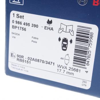 4 199 р. Колодки тормозные VW Polo седан (10-) передние (4шт.) BOSCH BOSCH 0986495390 (0986495390). Увеличить фотографию 3