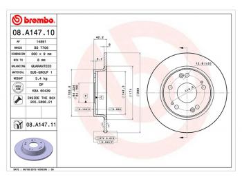 3 499 р. Диск тормозной задний Ø260 BREMBO  Honda Civic ( FN,  FK,FN) (2005-2012) купе дорестайлинг, купе рестайлинг, хэтчбэк 5 дв. рестайлинг. Увеличить фотографию 1