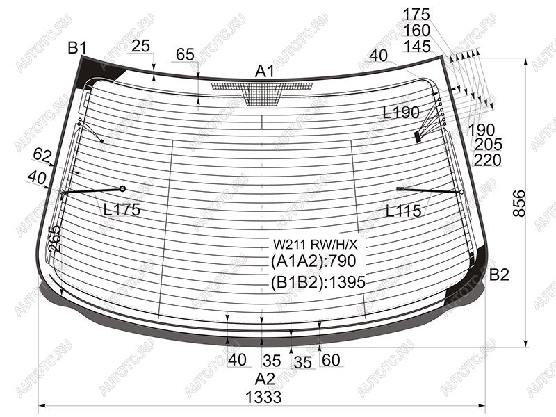 12 999 р. Стекло заднее (Цвет зеленый Обогрев Антенна Молдинг) Mercedes-Benz E-Class 02-09 (W211 RW/H/X)