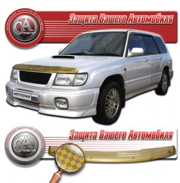 2 199 р. Дефлектор капота CA-Plastiс  Subaru Forester  SF (1997-2000) дорестайлинг (серия Шелкография золото). Увеличить фотографию 1