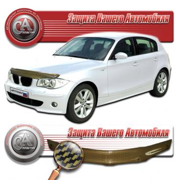 2 249 р. Дефлектор капота CA-Plastiс  BMW 1 серия  E87 (2004-2011) хэтчбэк 5 дв. дорестайлинг, хэтчбэк 5 дв. рестайлинг (серия Шелкография карбон золото ). Увеличить фотографию 1