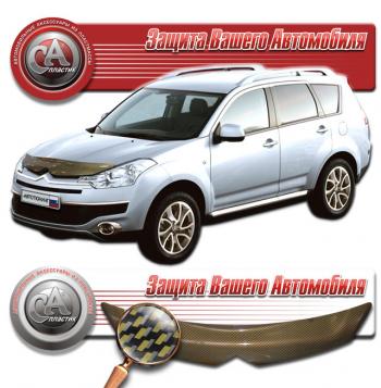 2 299 р. Дефлектор капота CA-Plastiс  CITROEN C-crosser (2007-2012) (серия Шелкография карбон золото). Увеличить фотографию 1