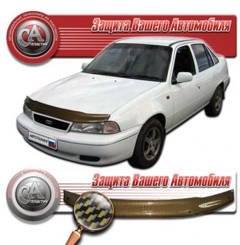 2 089 р.  Дефлектор капота CA-Plastiс  Daewoo Nexia  дорестайлинг (1995-2008) (серия Шелкография карбон золото). Увеличить фотографию 1