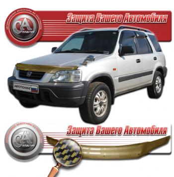 2 249 р. Дефлектор капота CA-Plastiс  Honda CR-V  RD1,RD2,RD3 (1995-2001)  дорестайлинг, рестайлинг (серия Шелкография карбон золото). Увеличить фотографию 1