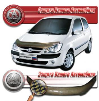 2 169 р.  Дефлектор капота CA-Plastiс  Hyundai Getz  TB (2005-2011) хэтчбэк 3 дв. рестайлинг (серия Шелкография карбон золото). Увеличить фотографию 1