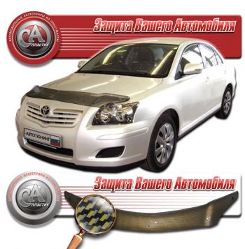 2 299 р. Дефлектор капота CA-Plastiс  Toyota Avensis  T250 универсал (2003-2008) дорестайлинг, рестайлинг (серия Шелкография карбон золото). Увеличить фотографию 1