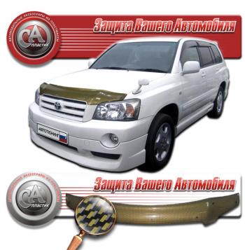 2 499 р. Дефлектор капота CA-Plastiс  Toyota Kluger  XU20 (2003-2007) рестайлинг (серия Шелкография карбон золото). Увеличить фотографию 1