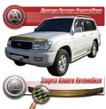 2 249 р. Дефлектор капота CA-Plastiс  Toyota Land Cruiser  100 (1998-2002) дорестайлинг (серия Шелкография карбон золото). Увеличить фотографию 1