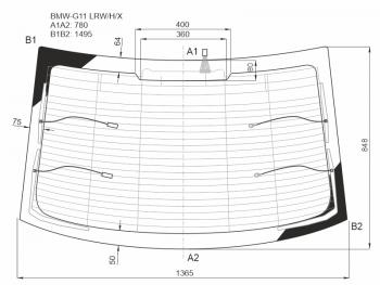 21 799 р. Стекло заднее (Цвет зеленый Триплекс Обогрев Антенна) BMW 7-Series 15-23 (BMW-G11 LRW/H/X). Увеличить фотографию 1