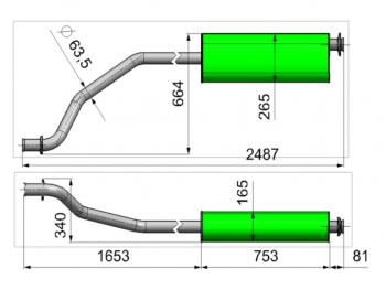 5 199 р. Глушитель ГАЗ-330202 дв.ЗМЗ-406,405 ЕВРО-3 удлиненная база ТЕХКОМ (330202-1201008-11). Увеличить фотографию 2