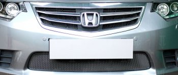 3 099 р. Защитная сетка в бампер (низ, ячейка 3х7 мм) Alfeco Стандарт  Honda Accord  9 седан CR (2013-2016) (Чёрная). Увеличить фотографию 1