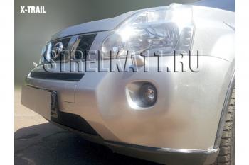 3 399 р. Защита радиатора (низ) Стрелка11 Стандарт  Nissan X-trail  2 T31 (2007-2011) дорестайлинг (черная). Увеличить фотографию 2