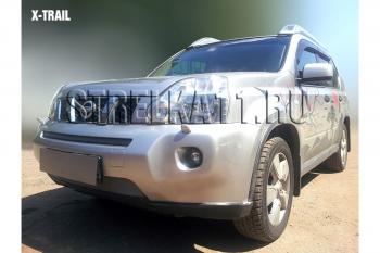 3 589 р. Защита радиатора (низ) Стрелка11 Стандарт  Nissan X-trail  2 T31 (2007-2011) дорестайлинг (хром). Увеличить фотографию 2