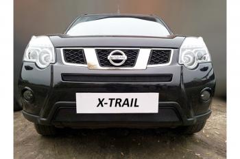 3 399 р. Защита радиатора (низ) Стрелка11 Стандарт  Nissan X-trail  2 T31 (2010-2015) рестайлинг (черная). Увеличить фотографию 2