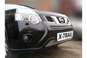 3 589 р. Защита радиатора (низ) Стрелка11 Стандарт  Nissan X-trail  2 T31 (2010-2015) рестайлинг (хром). Увеличить фотографию 1