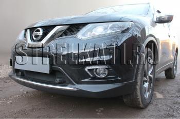 3 399 р. Защита радиатора (с парктроником низ) Стрелка11 Стандарт Nissan X-trail 3 T32 дорестайлинг (2013-2018) (черная). Увеличить фотографию 1