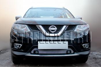 3 499 р. Защита радиатора (с парктроником низ) Стрелка11 Стандарт  Nissan X-trail  3 T32 (2013-2018) дорестайлинг (хром). Увеличить фотографию 2