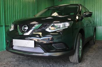 2 689 р. Защита радиатора (низ) Стандарт  Nissan X-trail  3 T32 (2013-2018) дорестайлинг (хром). Увеличить фотографию 1