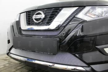 3 499 р. Защита радиатора (низ) Стрелка11 Стандарт  Nissan X-trail  3 T32 (2017-2022) рестайлинг (хром). Увеличить фотографию 1