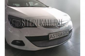 3 099 р. Защита радиатора Стрелка11 Стандарт Opel Astra J GTC (2011-2018) (черная). Увеличить фотографию 2