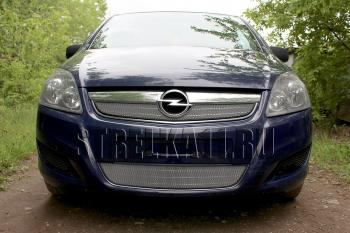 3 099 р. Защита радиатора (верх) Стрелка11 Стандарт  Opel Zafira  В (2007-2015) рестайлинг (хром). Увеличить фотографию 1